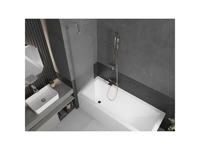 Mexen Next paroi de baignoire à 1 panneau 50 x 150 cm, givré, nickel brossé - 895-050-000-00-30-97