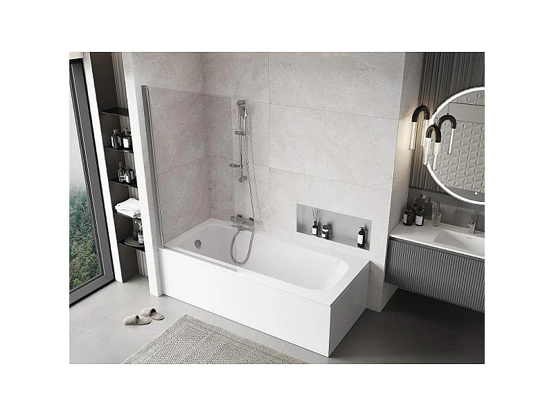 Mexen Mist panel de ducha abatible de 1 hoja 90 x 150 cm, transparente, cromo - 8A9-090-001-01-00