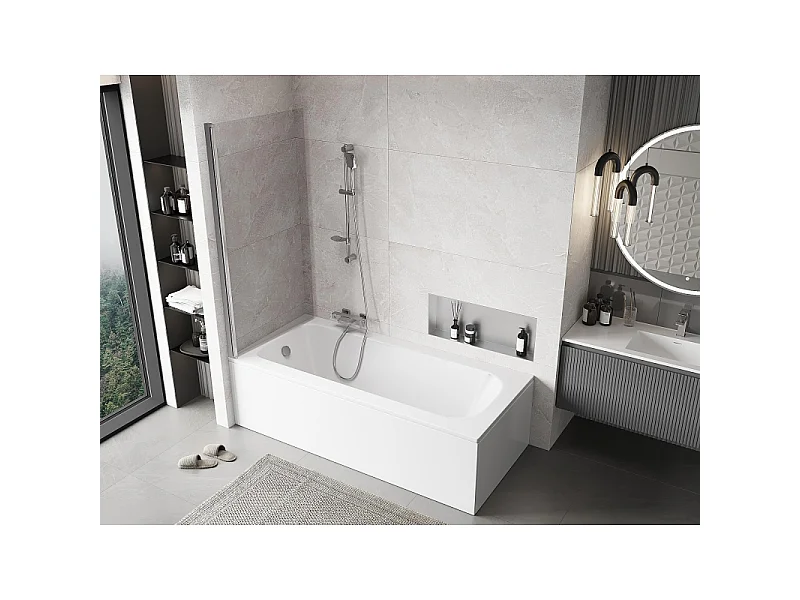 Mexen Mist panel de ducha abatible de 1 hoja 90 x 150 cm, transparente, cromo - 8A9-090-001-01-00