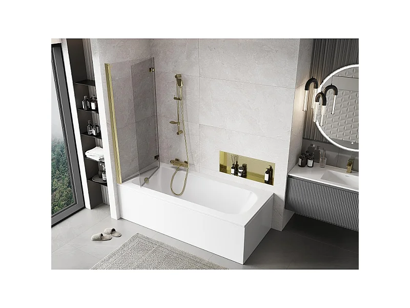 Mexen Mist paroi de douche 2 volets gauche 130 x 150 cm, transparent, doré - 8A9-130-002-50-00-L