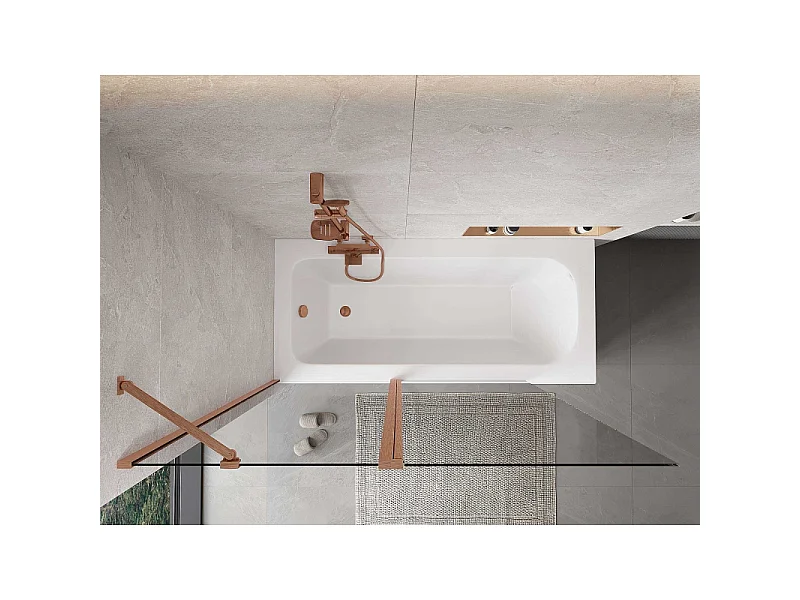 Mexen Mist mampara de ducha de 2 paneles 140 x 150 cm, transparente, cobre cepillado - 8A9-140-011-65-00
