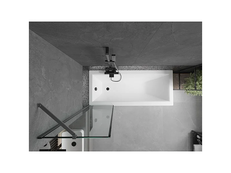 Mexen Next painel de banheira de 1 folha 50 x 150 cm, moldura preta, metal canhão - 895-050-000-00-70-95