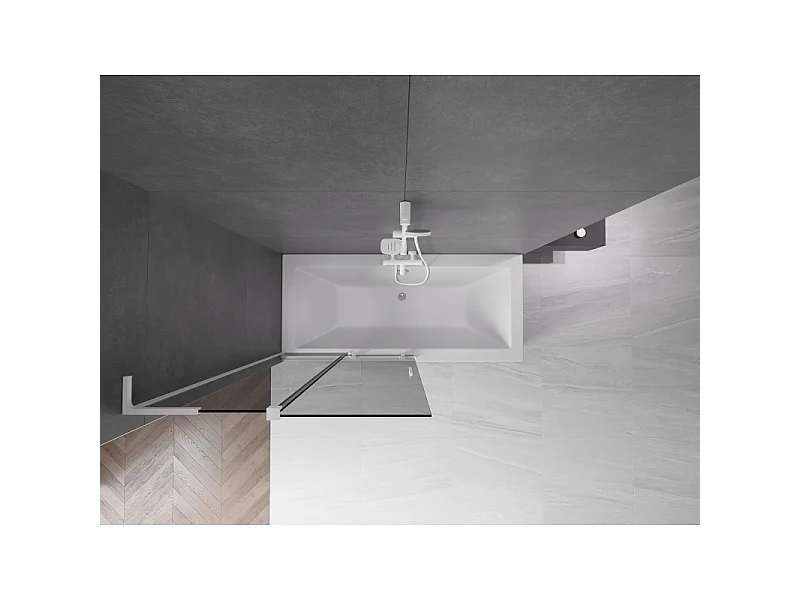 Mexen Velar L two-panel sliding shower screen 100 x 150 cm, graphite, white - 896-100-003-41-20
