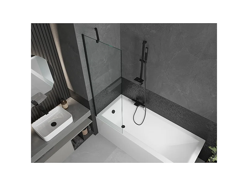 Mexen Next bath screen 1-wing 60 x 150 cm, transparent, black - 895-060-000-00-00-70