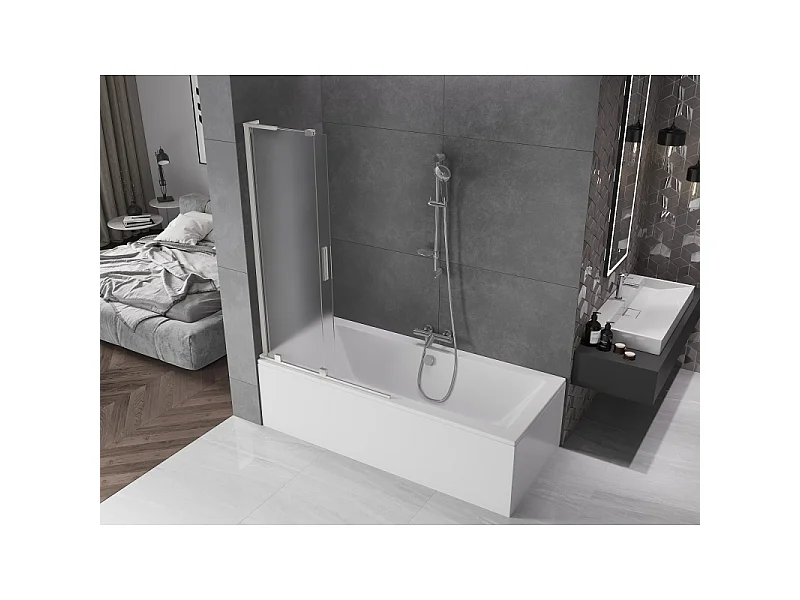 Mexen Velar L divisória de banho de 2 painéis deslizantes 100 x 150 cm, fosco, níquel escovado - 896-100-003-31-97