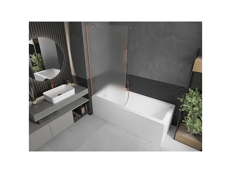 Mexen Next badwand 1-delig 90 x 150 cm, matglas, geborsteld koper - 895-090-000-00-30-65