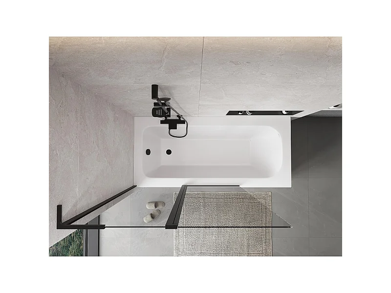 Mexen Mist L paroi de baignoire 2 volets 120 x 150 cm, transparent, noir - 8A9L-120-011-70-00