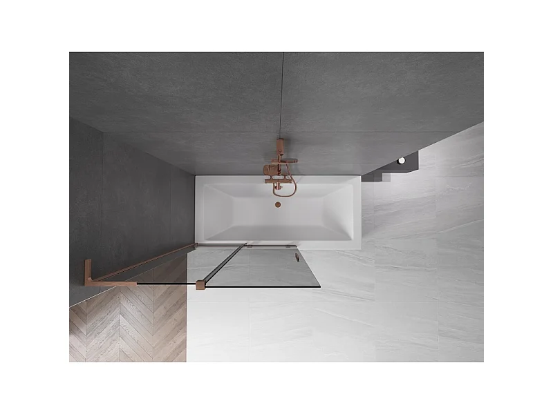 Mexen Velar L sliding bathtub screen, 2-panel 110 x 150 cm, graphite, brushed copper - 896-110-003-41-65