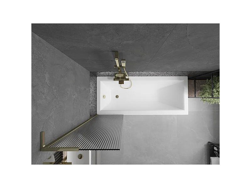 Mexen Next L paroi de baignoire à 1 volet 50 x 150 cm, rayures, doré - 895-050-000-03-09-50