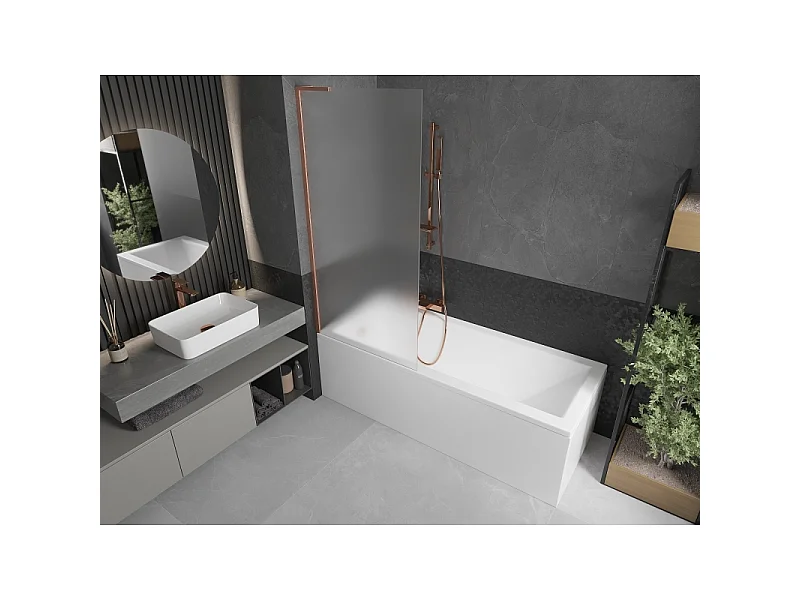 Mexen Next L paroi de douche 1 vantail 80 x 150 cm, givrée, cuivre brossé - 895-080-000-03-30-65