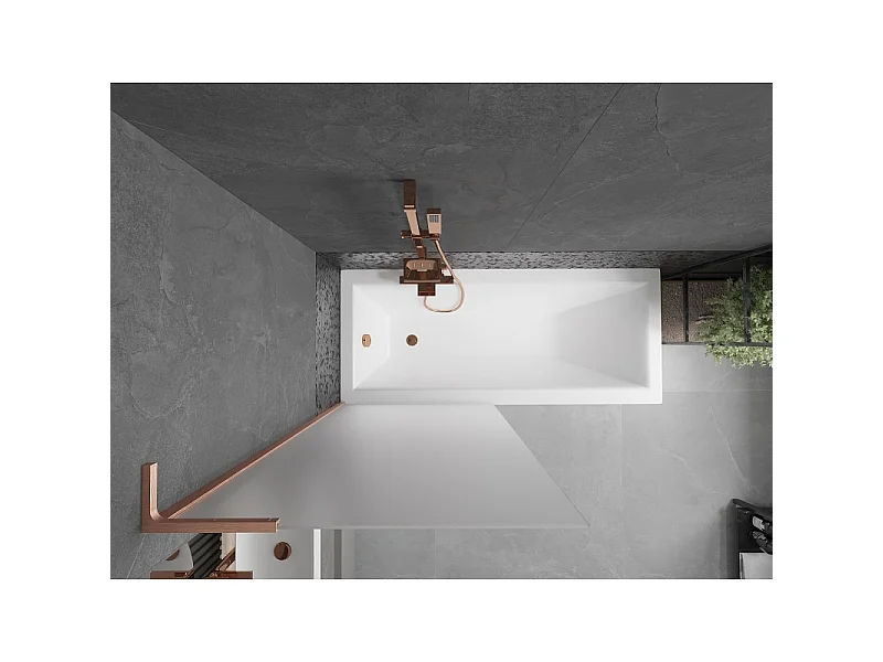 Mexen Next L paroi de douche 1 vantail 80 x 150 cm, givrée, cuivre brossé - 895-080-000-03-30-65