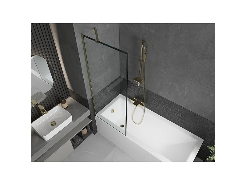 Mexen Next paroi de douche 1-volet 70 x 150 cm, cadre noir, doré - 895-070-000-00-70-50