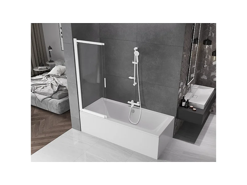 Mexen Fox paroi de douche 2 panneaux coulissants 120 x 150 cm, transparent, blanc - 891-120-002-20-00