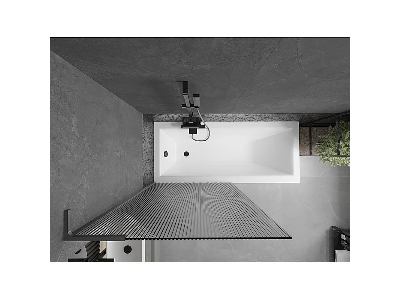 Mexen Next L paroi de baignoire 1 volet 90 x 150 cm, rayures, métal gun - 895-090-000-03-09-95