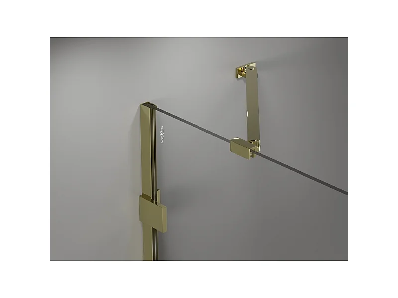 Mexen Lunar paroi de baignoire à 2 volets droit 130 x 150 cm, transparent, doré - 897-130-100-50-00-P