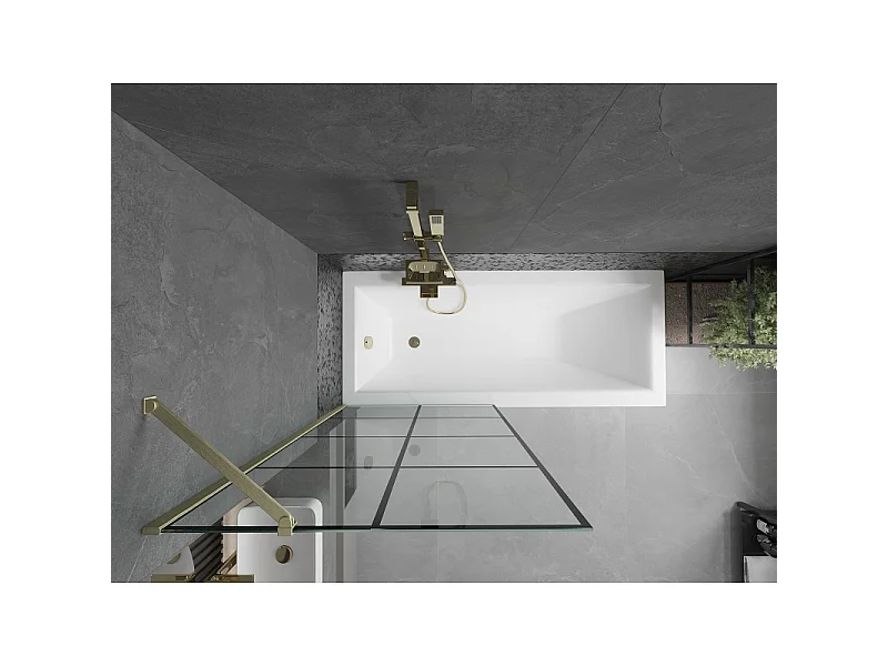 Mexen Next pare-douche à 1 vantail 80 x 150 cm, grille noire, doré brossé - 895-080-000-00-77-55