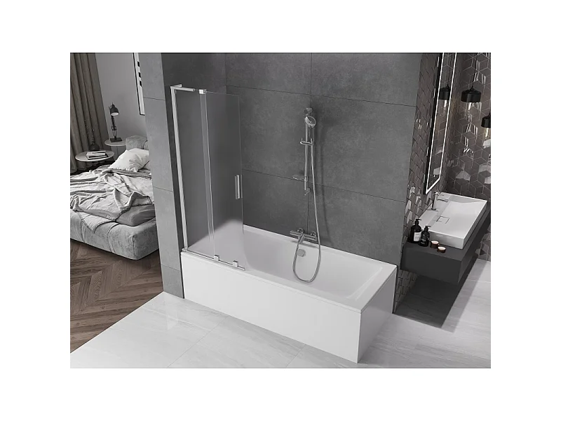 Mexen Velar L drsna dvodelna prha 75 x 150 cm, mraz, krom - 896-075-003-31-01