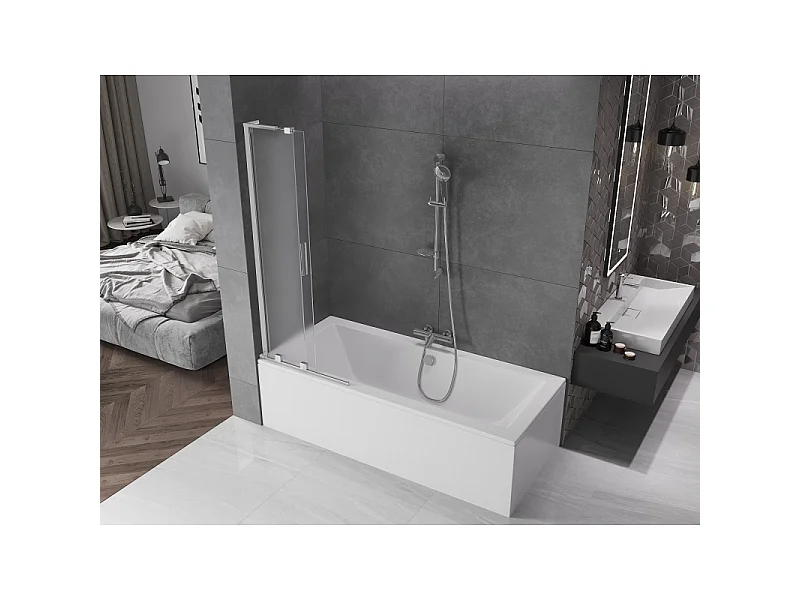 Mexen Velar L drsna dvodelna prha 75 x 150 cm, mraz, krom - 896-075-003-31-01