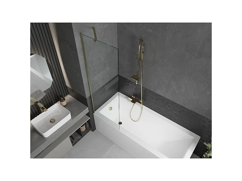 Mexen Next single-panel bath screen 60 x 150 cm, transparent, gold - 895-060-000-00-00-50