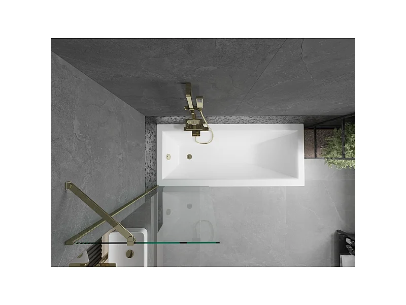 Mexen Next single-panel bath screen 60 x 150 cm, transparent, gold - 895-060-000-00-00-50