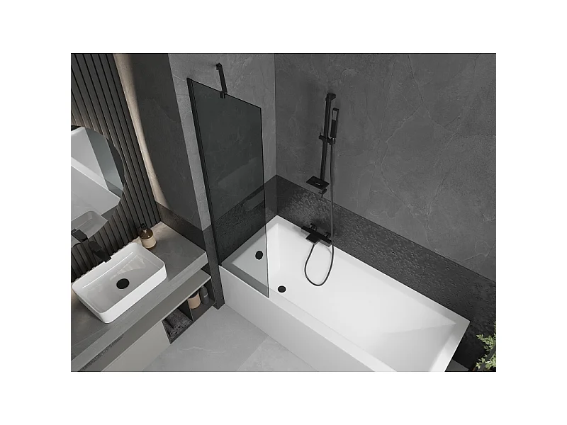 Mexen Next 1-panel shower screen 50 x 150 cm, graphite, black - 895-050-000-00-40-70
