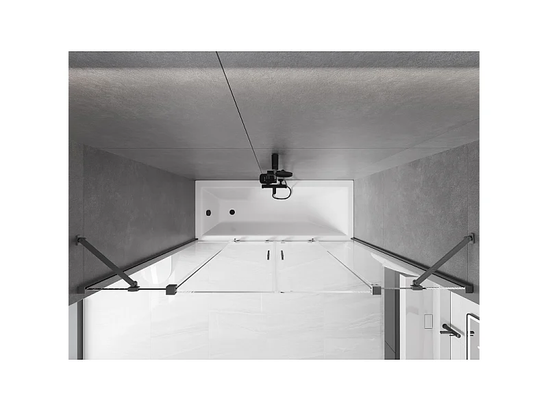 Mexen Velar Duo badekarskærm 2-fløjet skydedør 180 x 150 cm, transparent, gun gray børstet - 896-180-000-02-66