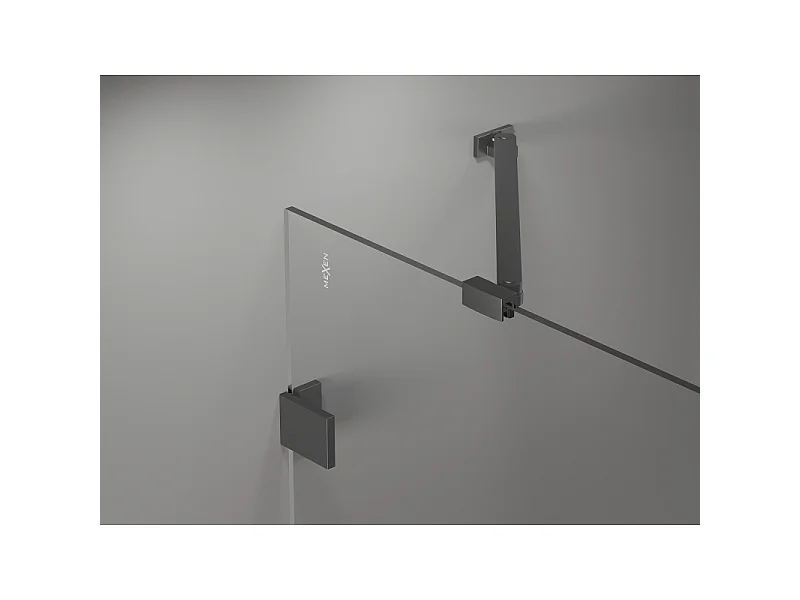 Mexen Lunar 2-fløjet badekarsstativ venstre 140 x 150 cm, transparent, gun metal - 897-140-100-95-00-L