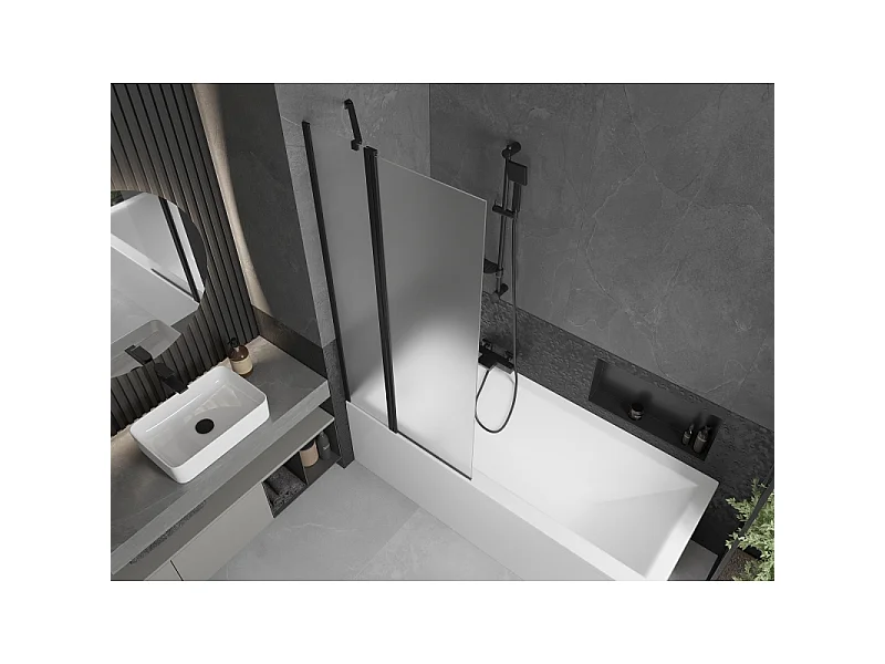 Mexen Flip pare-douche à 2 volets 80 x 150 cm, givré, noir - 894-080-101-70-30