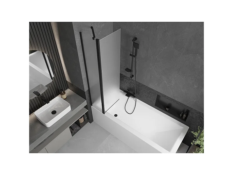 Mexen Flip pare-douche à 2 volets 80 x 150 cm, givré, noir - 894-080-101-70-30