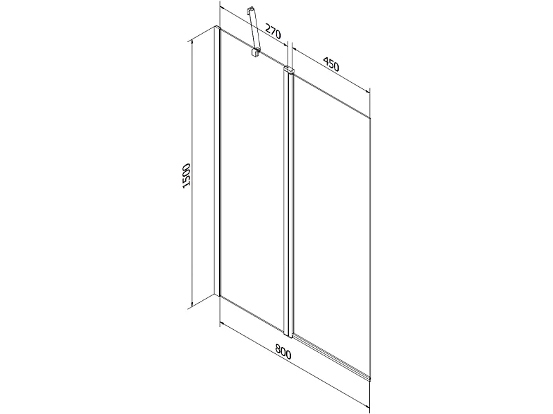 Mexen Flip pare-douche à 2 volets 80 x 150 cm, givré, noir - 894-080-101-70-30