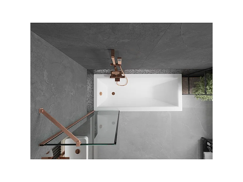 Mexen Next paroi de baignoire 1 volet 50 x 150 cm, cadre noir, cuivre brossé - 895-050-000-00-70-65