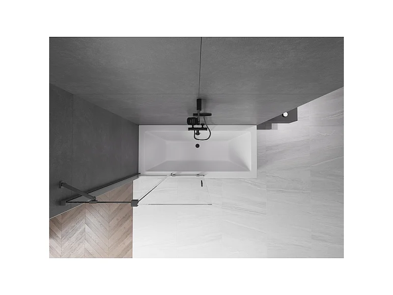Mexen Velar 2-delige verschuifbare badscherm 100 x 150 cm, transparant, geborsteld geweergrijs - 896-100-000-01-66