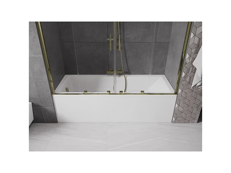 Mexen Velar Duo paravent de baignoire à 2 volets coulissants 180 x 150 cm, transparent, doré - 896-180-000-02-50