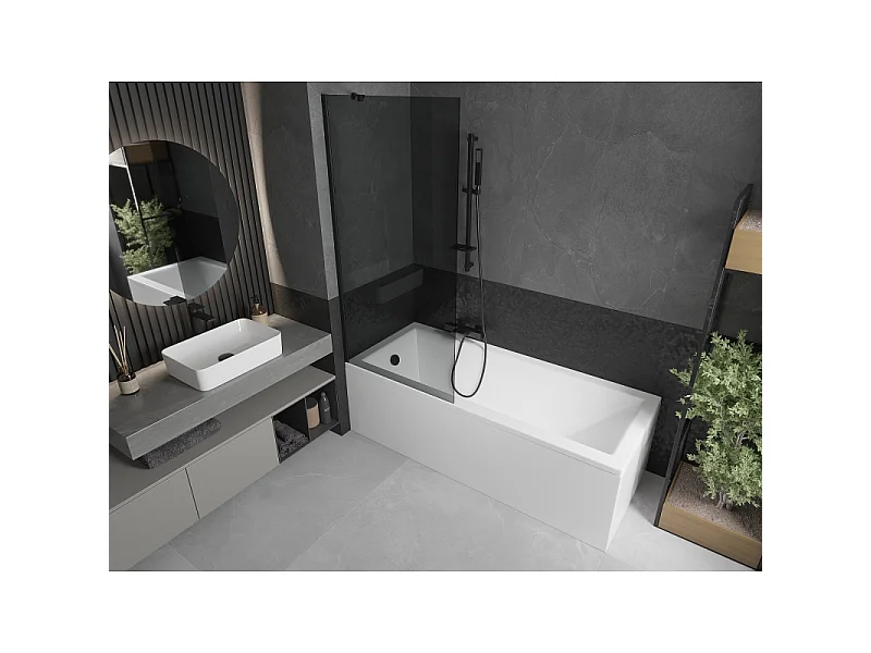 Mexen Next mampara de baño de 1 panel 80 x 150 cm, grafito, negro - 895-080-000-00-40-70