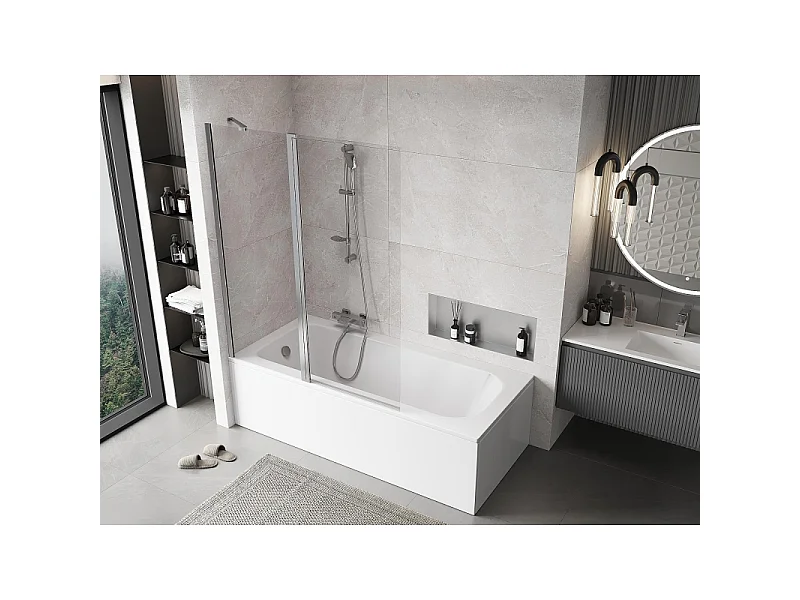 Mexen Mist mampara de ducha de 2 paneles 130 x 150 cm, transparente, cromo - 8A9-130-011-01-00