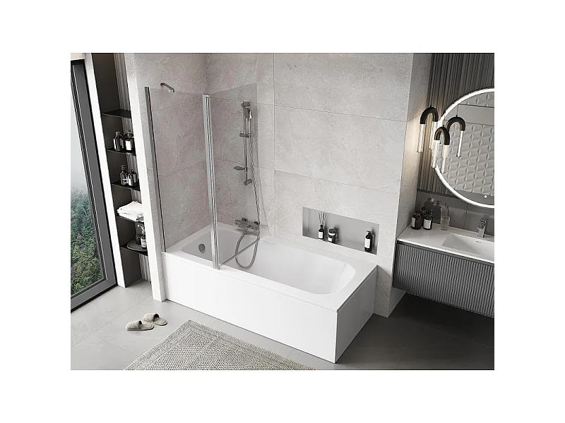 Mexen Mist mampara de ducha de 2 paneles 130 x 150 cm, transparente, cromo - 8A9-130-011-01-00