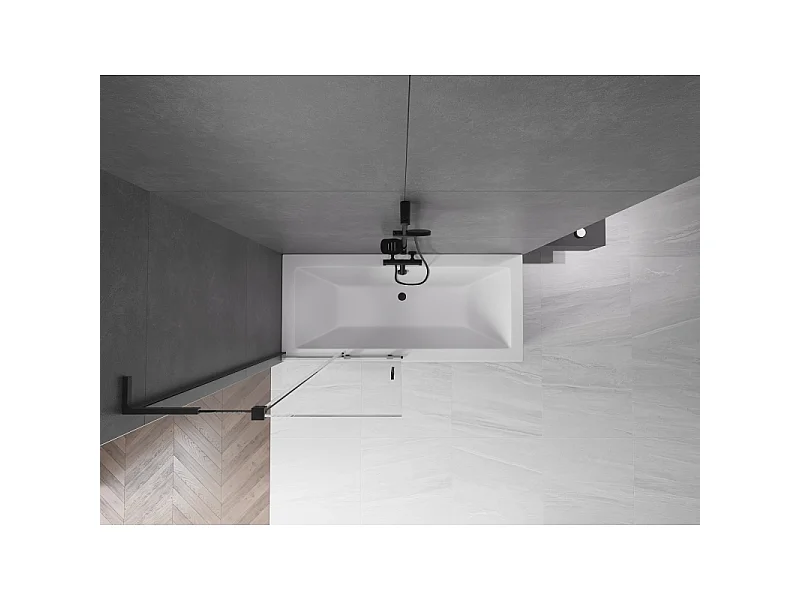 Mexen Velar L paroi de baignoire à 2 vantaux coulissante 95 x 150 cm, transparent, noir - 896-095-003-01-70