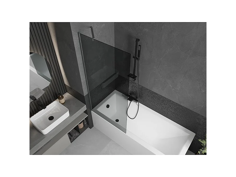 Mexen Next badwand 1-delig 80 x 150 cm, grafiet, geborsteld gun gray - 895-080-000-00-40-66