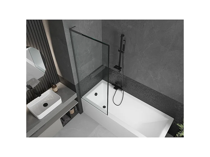 Mexen Next L paroi de douche 1 panneau 70 x 150 cm, cadre noir, métal gun - 895-070-000-03-70-95
