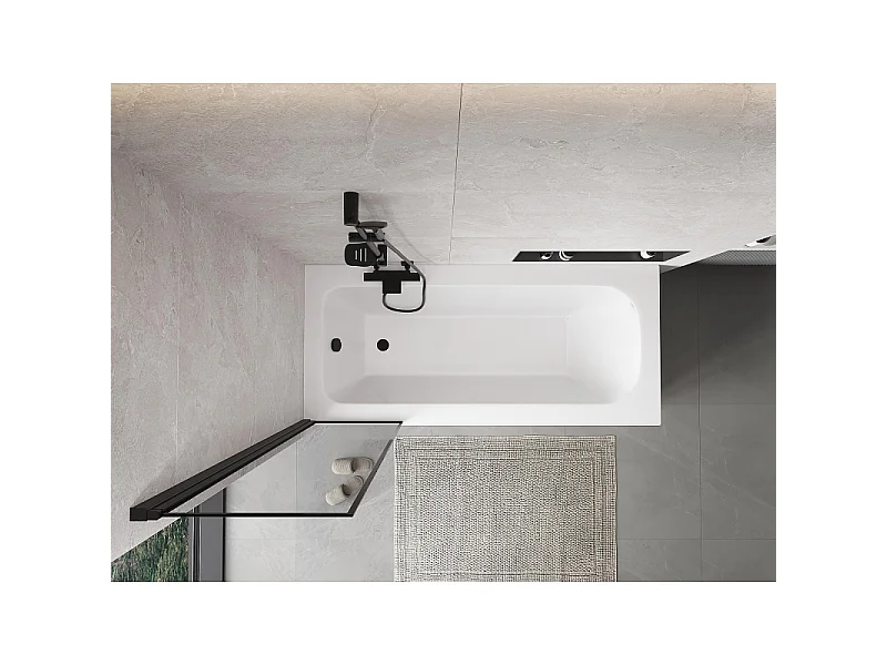 Mexen Mist paroi de baignoire à 1 volet gauche 50 x 150 cm, cadre noir, noir - 8A9-050-001-70-70-L