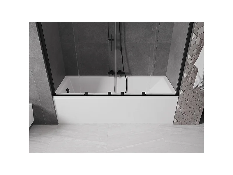 Mexen Velar Duo paroi de baignoire à deux volets coulissants 170 x 150 cm, transparent, noir - 896-170-000-02-70