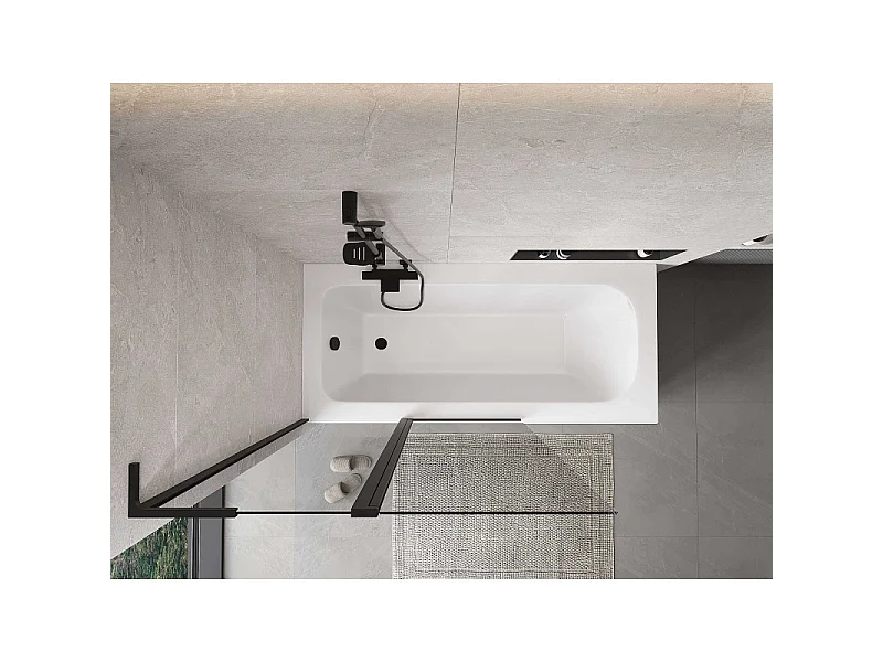 Mexen Mist L paroi de baignoire 2 volets 110 x 150 cm, transparent, noir - 8A9L-110-011-70-00