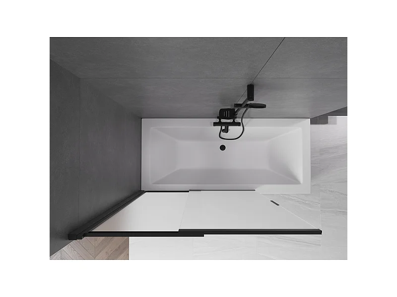 Mexen Fox paroi de baignoire coulissante à 2 volets 120 x 150 cm, givre, noir - 891-120-002-70-30