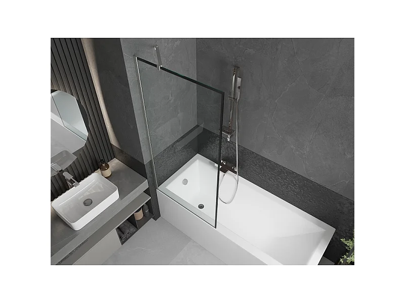 Mexen Next shower screen 1-winged 80 x 150 cm, black pattern, brushed nickel - 895-080-000-00-70-97