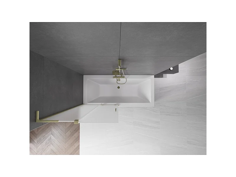 Mexen Velar L divisória de banho deslizante de 2 painéis 95 x 150 cm, fosco, dourado escovado - 896-095-003-31-55