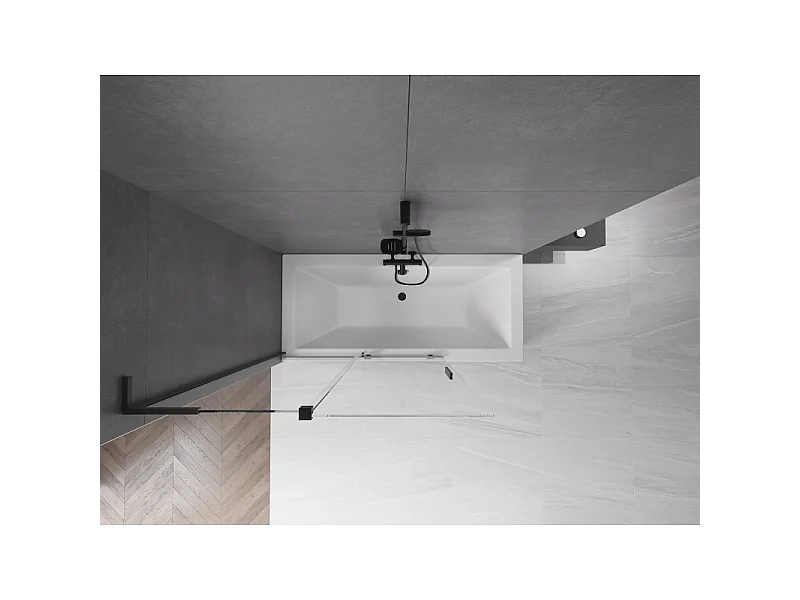 Mexen Velar L paroi de baignoire 2 volets coulissants 120 x 150 cm, transparent, noir - 896-120-003-01-70