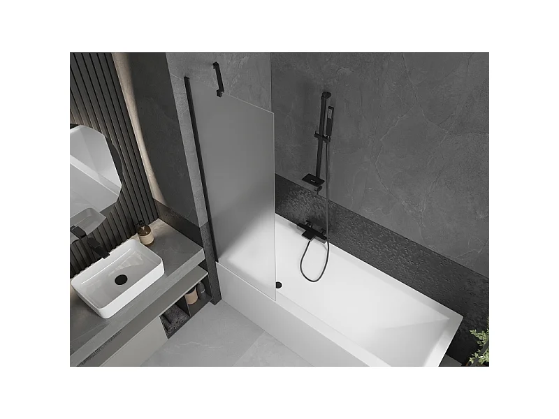 Mexen Next 1-panel Shower Screen 60 x 150 cm, Frosted, Black - 895-060-000-00-30-70