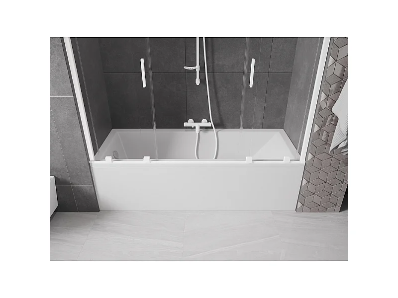 Mexen Velar Duo parawan nawannowy 2-skrzydłowy rozsuwany 190 x 150 cm, transparent, biały - 896-190-000-02-20