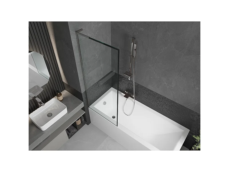 Mexen Next L Bathtub Screen 1-Panel 70 x 150 cm, Black Pattern, Chrome - 895-070-000-03-70-01
