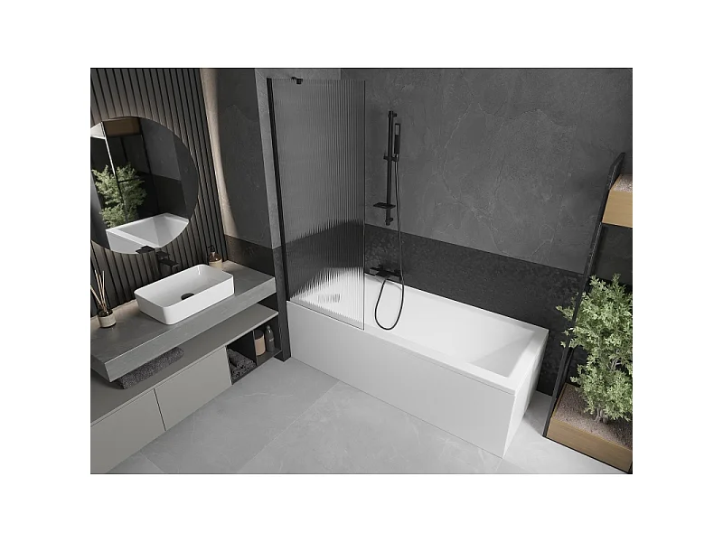 Mexen Next brusevæg 1-fløjet 70 x 150 cm, striber, sort - 895-070-000-00-09-70